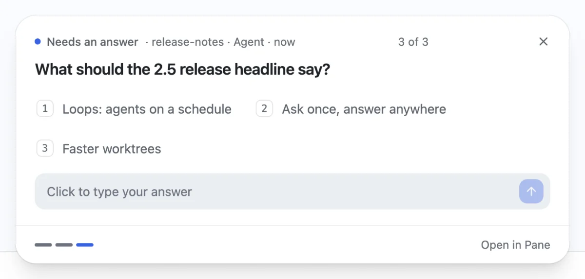 A Notify card with a text field and suggested answers.