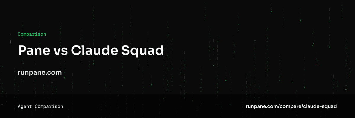 Pane vs Claude Squad: app de escritorio frente a TUI con tmux, imagen de comparación de Pane