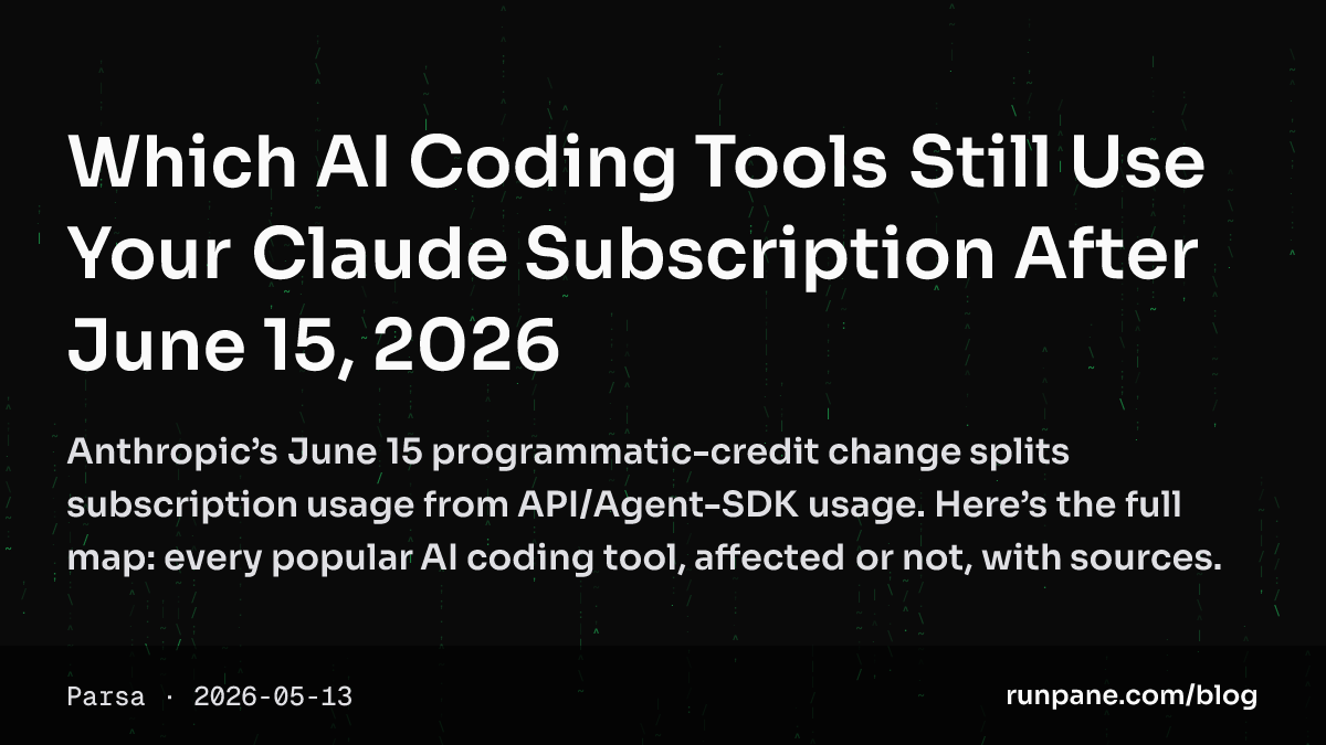 Which AI Coding Tools Still Use Your Claude Subscription After June 15, 2026 — Widescreen / YouTube (16:9)