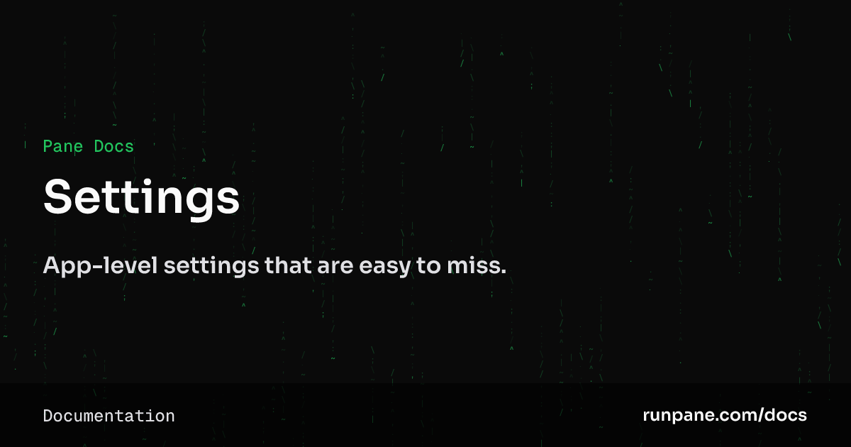 Settings – Pane Docs