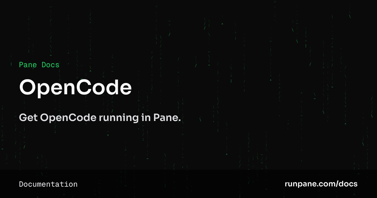 OpenCode – Pane Docs